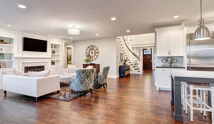 A clean well-organized living room