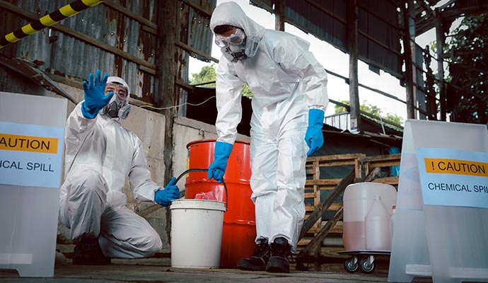 Chemical spill control area recovery response service