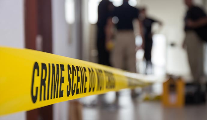 Yellow crime scene tape.