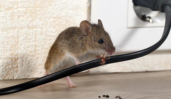 Rodent damaging an electrical cable Rodent damaging an electrical cable by gnawing