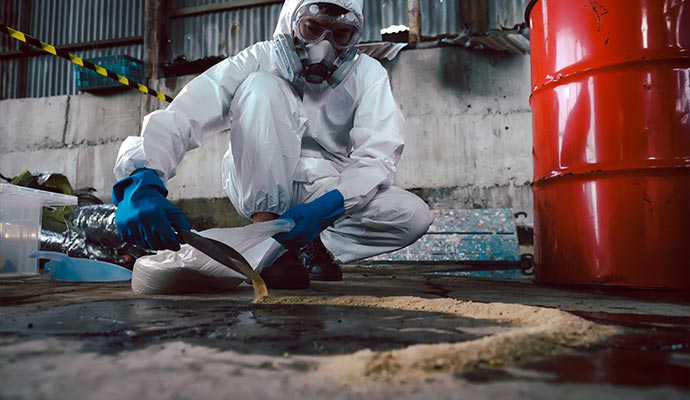 Small chemical spill hazardous residue cleanup
