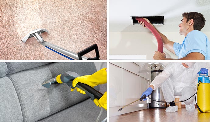 Carpet, duct, sofa cleaning and disinfectant service Collage of carpet, duct, sofa cleaning and disinfectant service