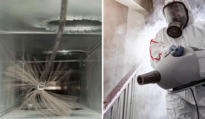 Collage of duct cleaning and disinfection service