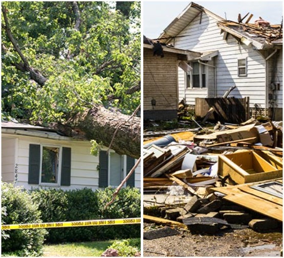 Collage of wind and storm damaged property