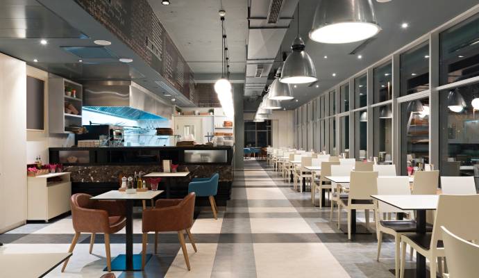 A clean modern restaurant interior view