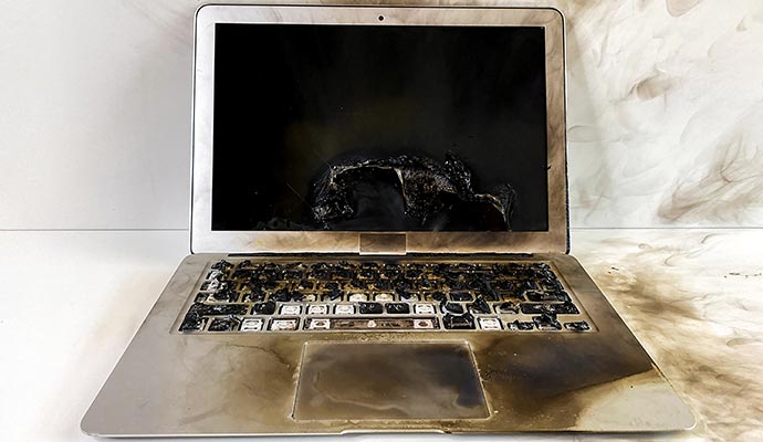 Fire damaged laptop Fire damaged laptop