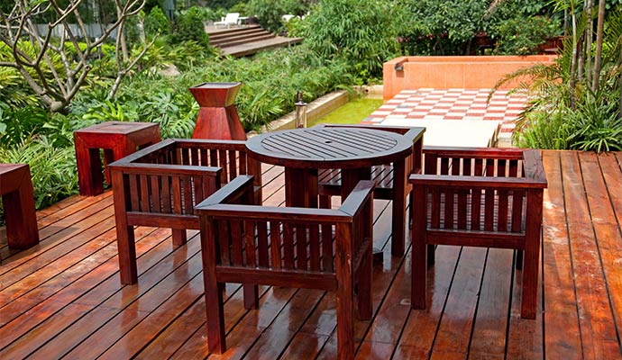 Restored furniture at patio