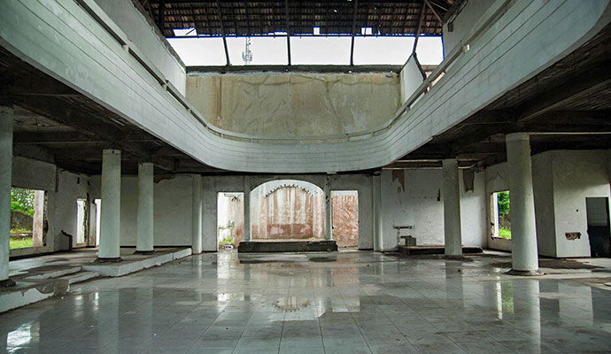 Dirty and empty party hall interior