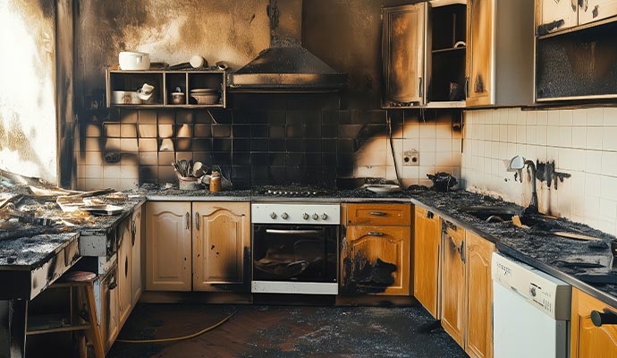 Emergency fire cleanup kitchen