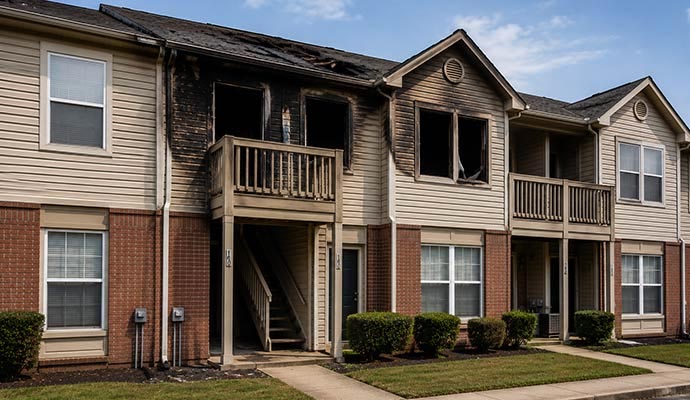 Fire damaged multifamily apartment