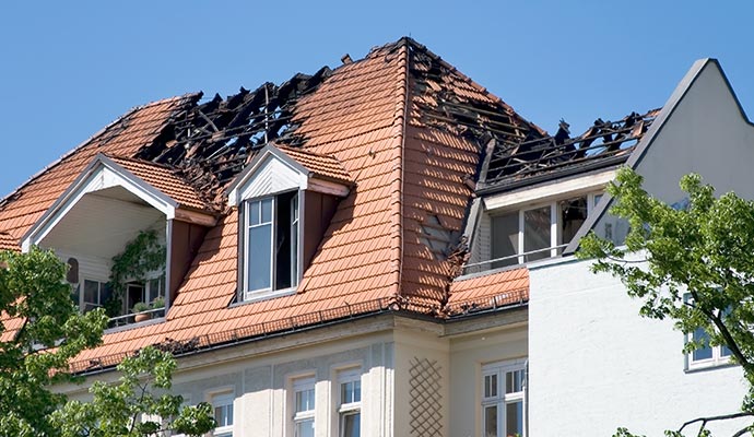 Fire damaged roof