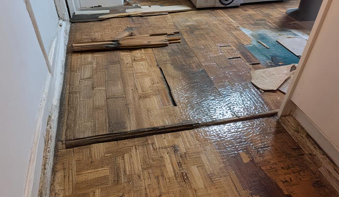 Hardwood floor water damage restoration