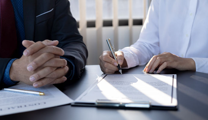 Signing insurance agreement