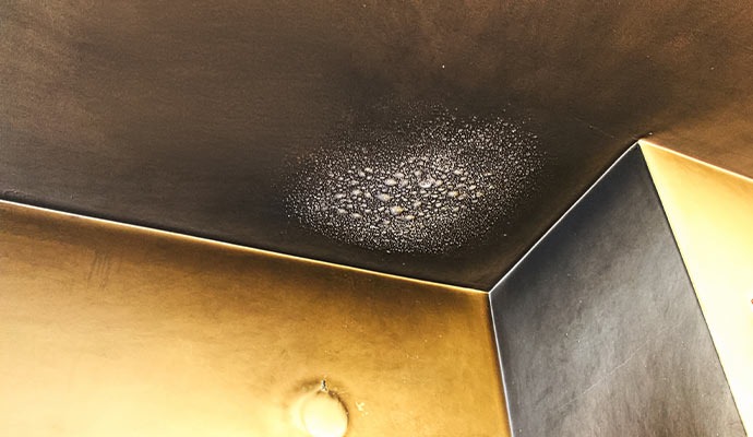 Soot stained ceiling