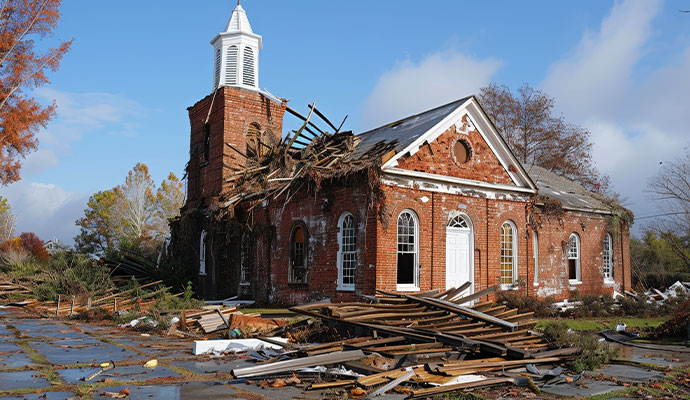 Storm damaged church