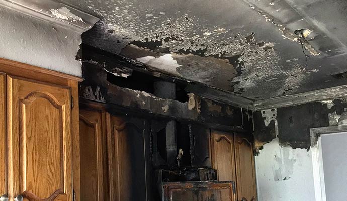 Structurally damaged ceiling