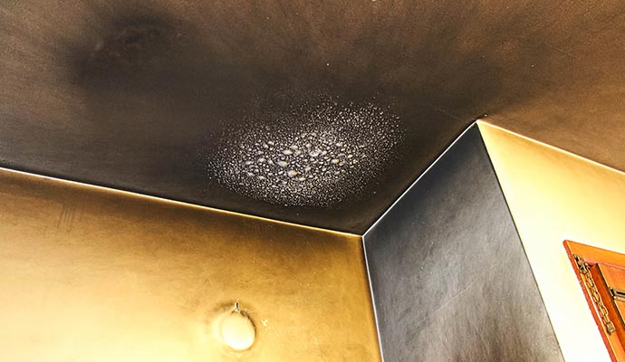 Visible smoke stain on ceiling