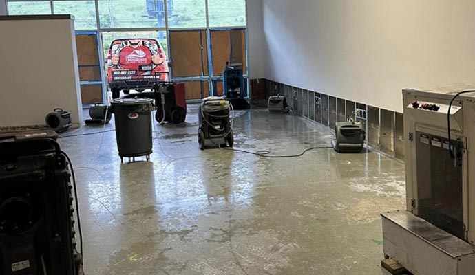 Water damage restoration with professional equipments