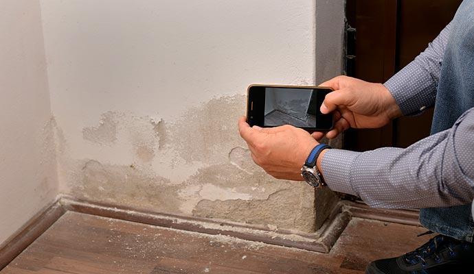 Water damage wall inspection