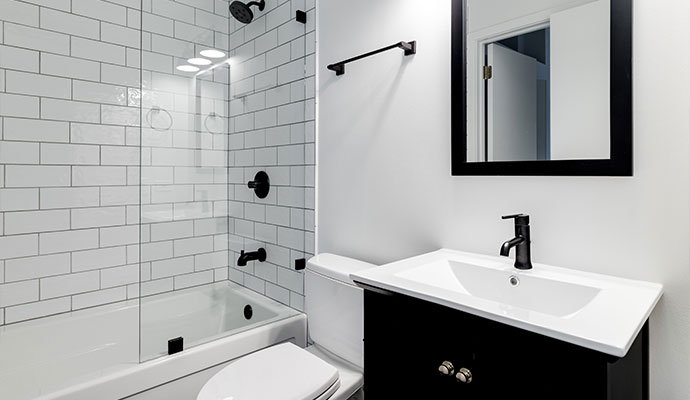 Clean bathroom interior after overflow cleanup service