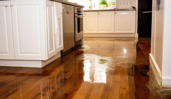 Water on the wooden floor