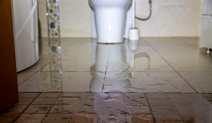 Wet toilet floor